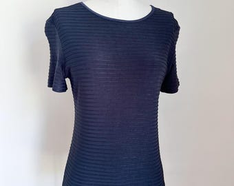 Vintage 1990s Black Ribbed Tee / S-M
