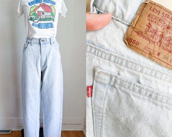 Vintage 90s Levis Silvertab Baggy Light Wash Denim Distressed Wide