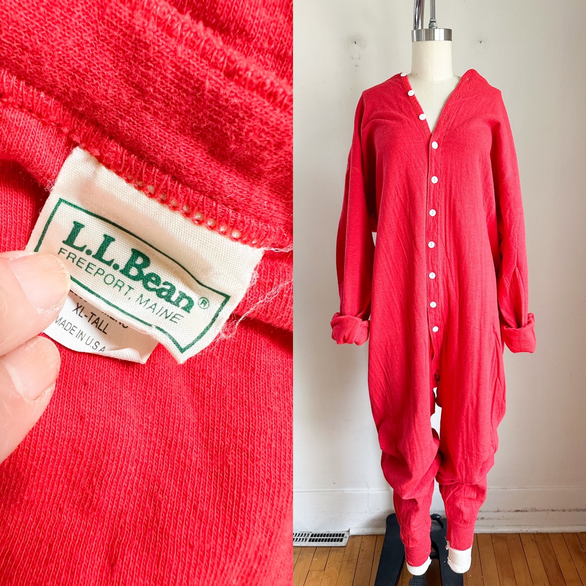 Red Union Suit Onesie Pajamas with Funny Butt Flap 