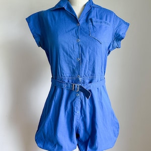 Vintage 1930s-40s Blue Gym Uniform Romper / M