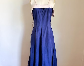 Vintage 1940s Navy & Pink Corset Side Dress /