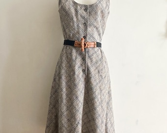 Vintage 1990s Tweed Belted Dress / XXS-XS
