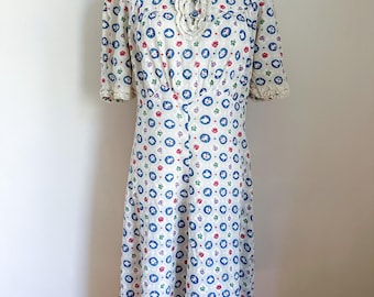 Vintage late 1930s Floral Cotton Day Dress / M