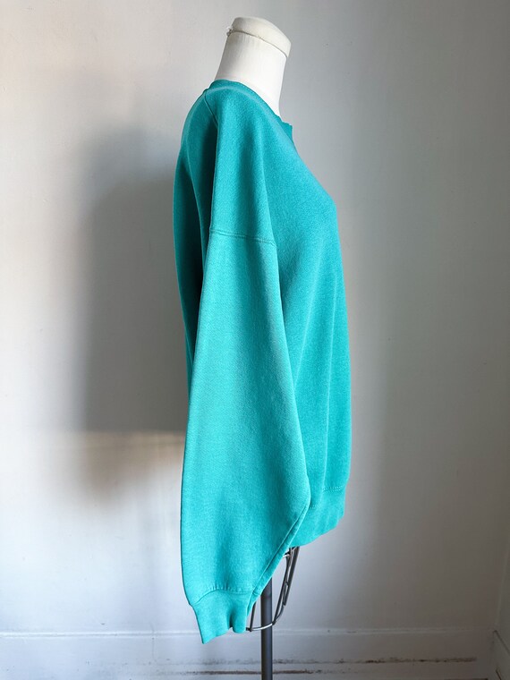 Vintage 1990s Teal Sweatshirt / XL - image 6