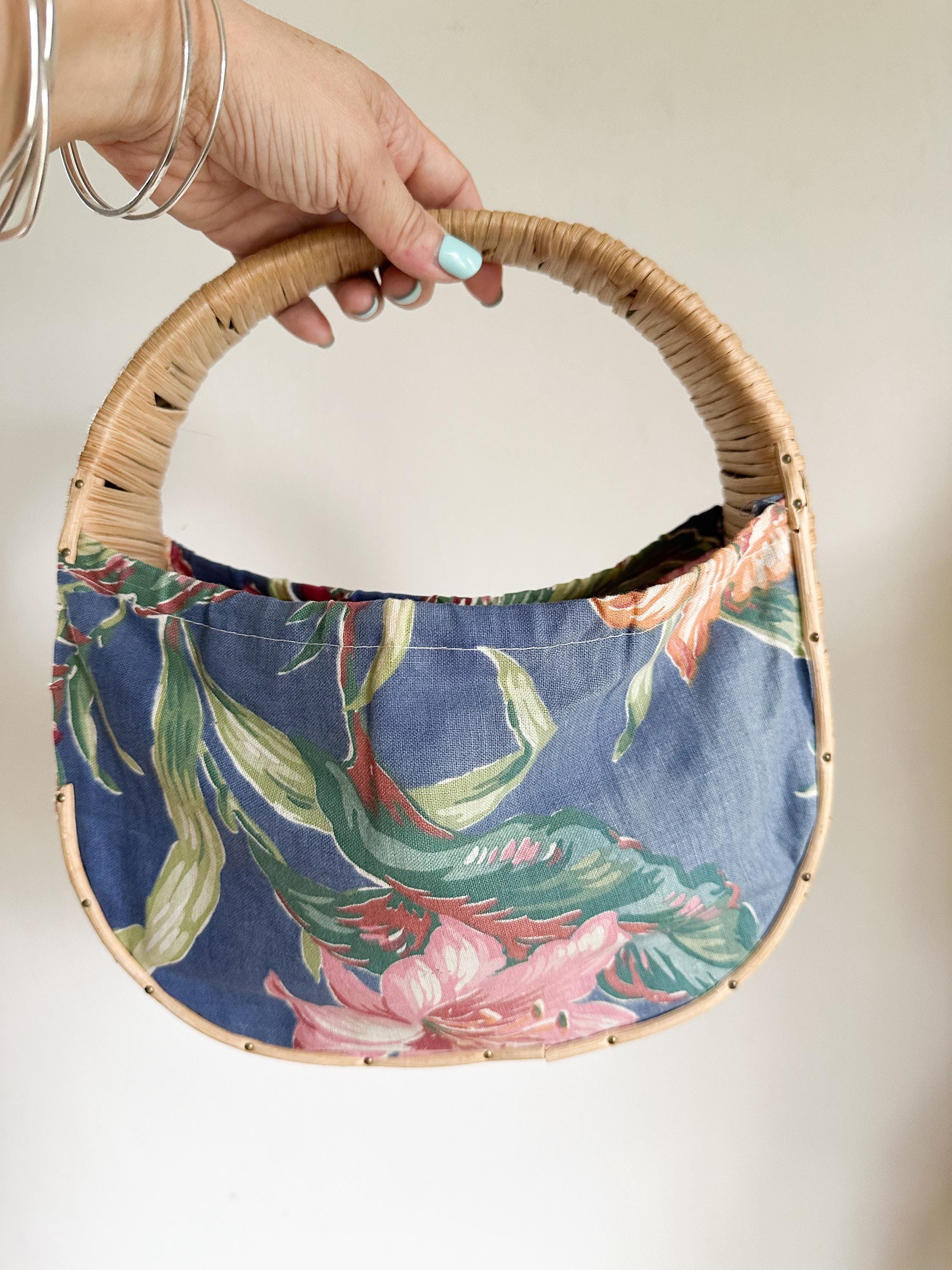 加】1040e 時代 古い籐編み バスケット 籠バッグ / 提籠 煎茶籠 籐編籠 籠