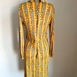 Vintage 1960s Mustard Yellow Paisley Dress / S-M image 6