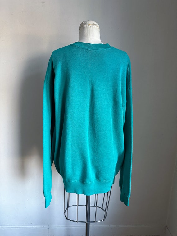 Vintage 1990s Teal Sweatshirt / XL - image 7