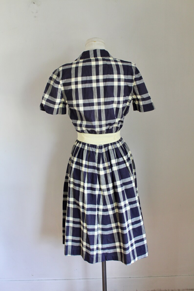 Vintage 1950s Pat Premo Checker Cotton Dress / XXS 22 waist image 8