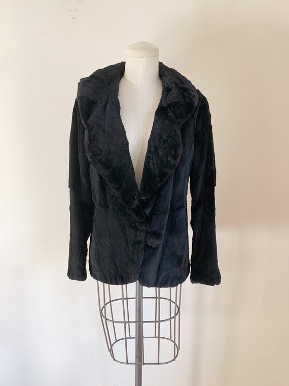 Vintage 1930s Black Rabbit Fur Coat / S
