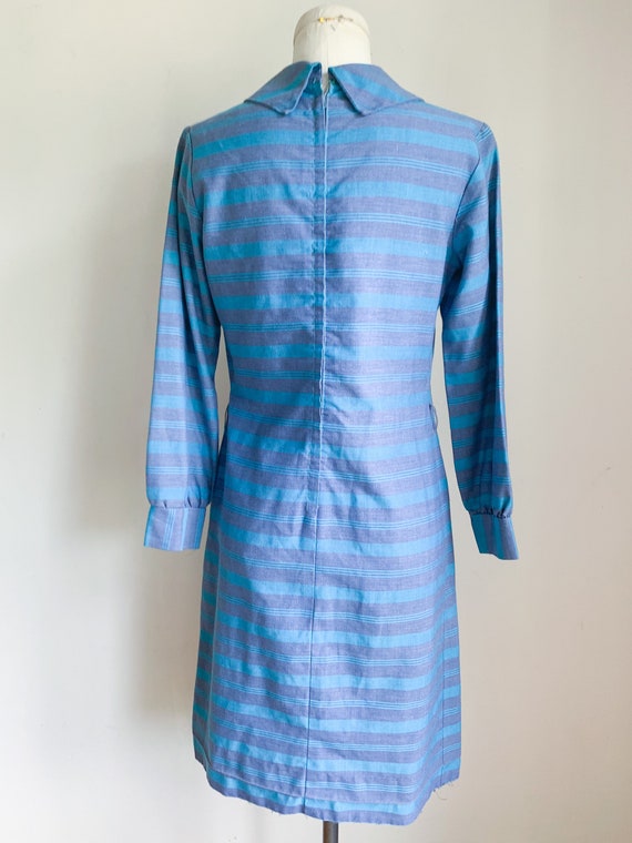 Vintage 1960s Blue Striped Day Dress / S - image 5