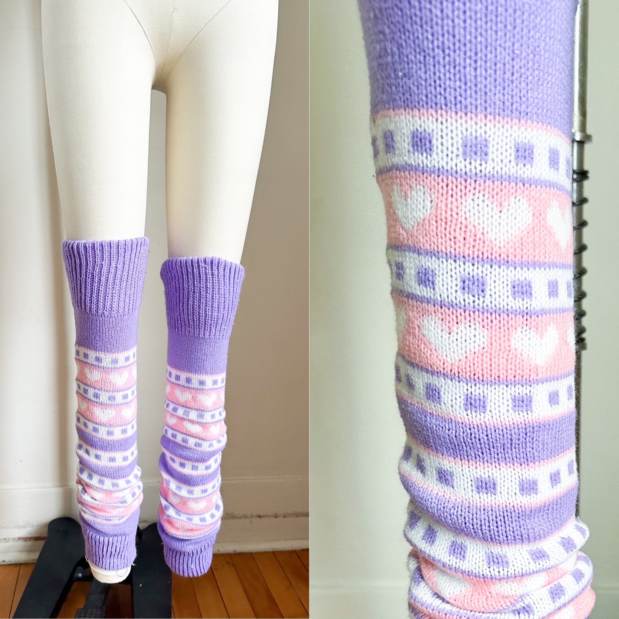 Vintage 1980s Heart Novelty Print Leg Warmers 