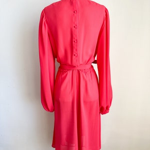 Vintage 1980s Red Sheer Belted Dress / S image 7