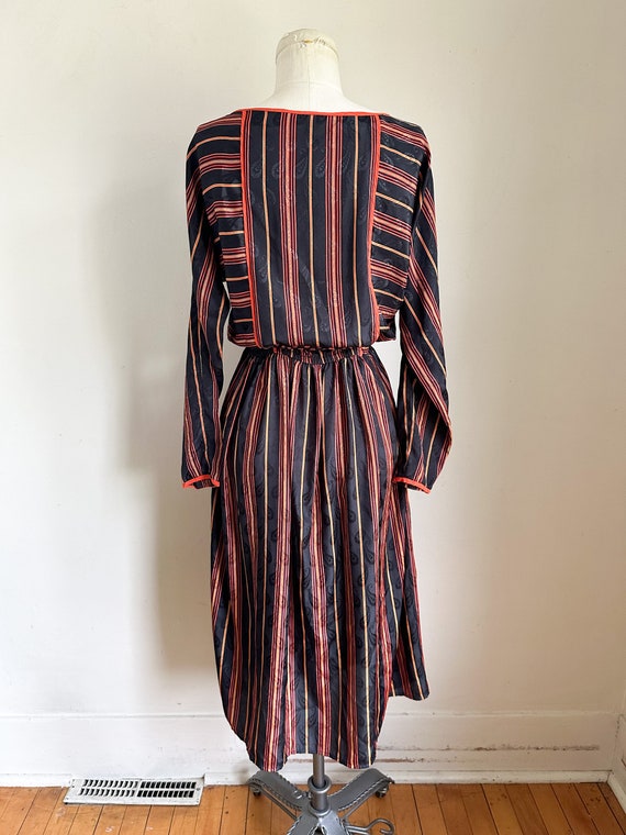 Vintage 1980s Jack Mulqueen Striped Dress / M - image 8