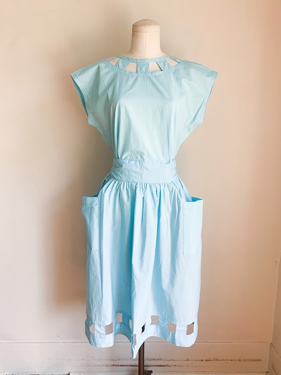 Vintage 1980s Sky Blue Cut Out Dress / S - image 2