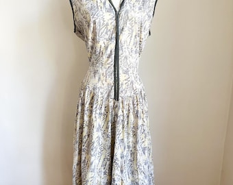 Vintage 1950s Abstract Scenic Novelty Print Dress / M