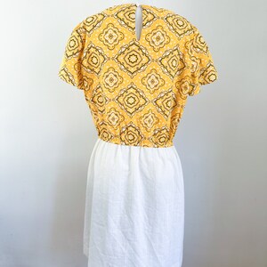 Vintage 1960s Yellow Bandanna Print Shift Dress / M-L image 7