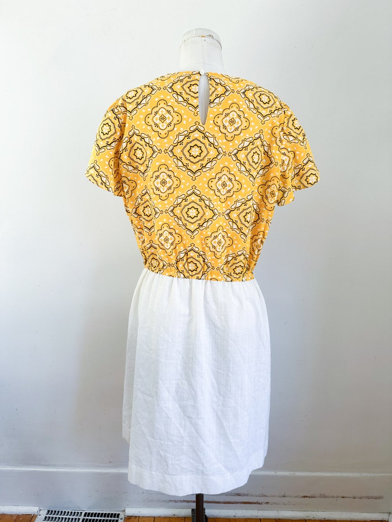 Vintage 1960s Yellow Bandanna Print Shift Dress / M-L image 7