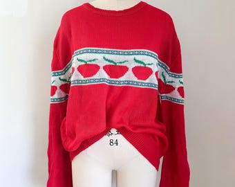 Vintage 1980s Apple Sweater / XL