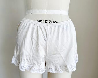 Shorts lenceros de encaje blanco vintage de los años 70 (tallas XS-S)