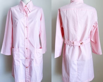 Vintage 1960s-70s Medican Uniform Dress / Lab Coat // size M