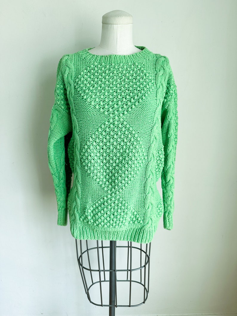 50% OFF...last call // Vintage 1980s Neiman Marcus Lime Green Silk Sweater / XS image 3