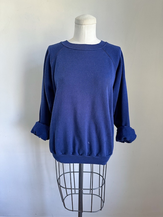 Vintage 1980s Navy Blank Sweatshirt / L / unisex M