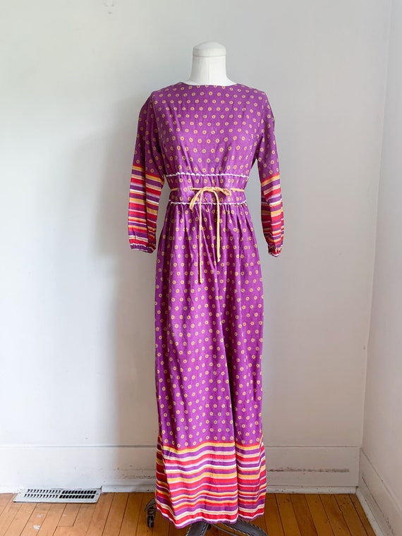 Vintage 1960s Folklore Maxi Dress / M - image 2