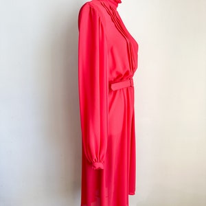 Vintage 1980s Red Sheer Belted Dress / S image 8