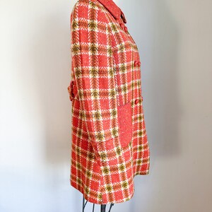 Vintage 1960s Orange Plaid Tweed Coat / XS image 5