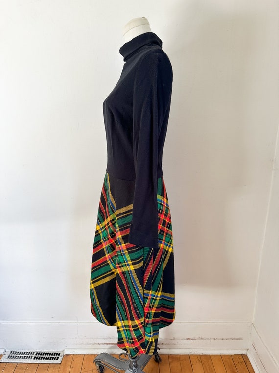 Vintage 1960s Rainbow Plaid Knit Dress / S-M - image 6