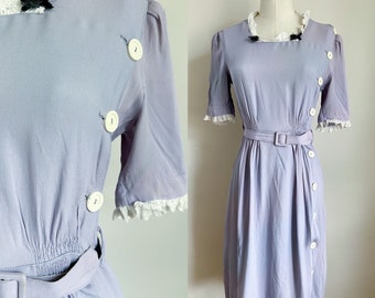 Vintage 1930s Lavender Purple Dress / XS