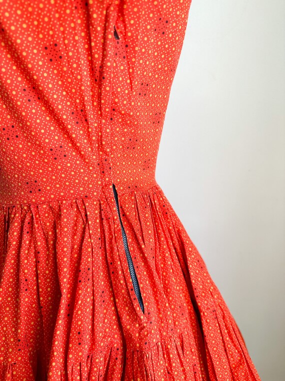 Vintage 1940s Red Patterned Swing Dress / XS - image 7