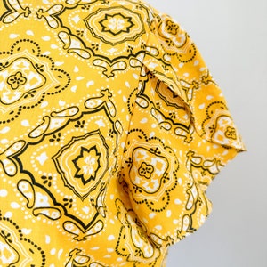 Vintage 1960s Yellow Bandanna Print Shift Dress / M-L image 3