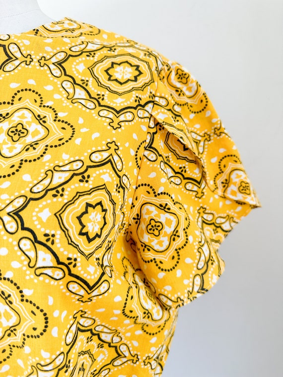 Vintage 1960s Yellow Bandanna Print Shift Dress /… - image 3