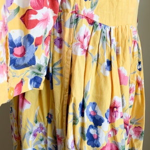 Vintage 1980s Yellow Floral Dress / S image 7