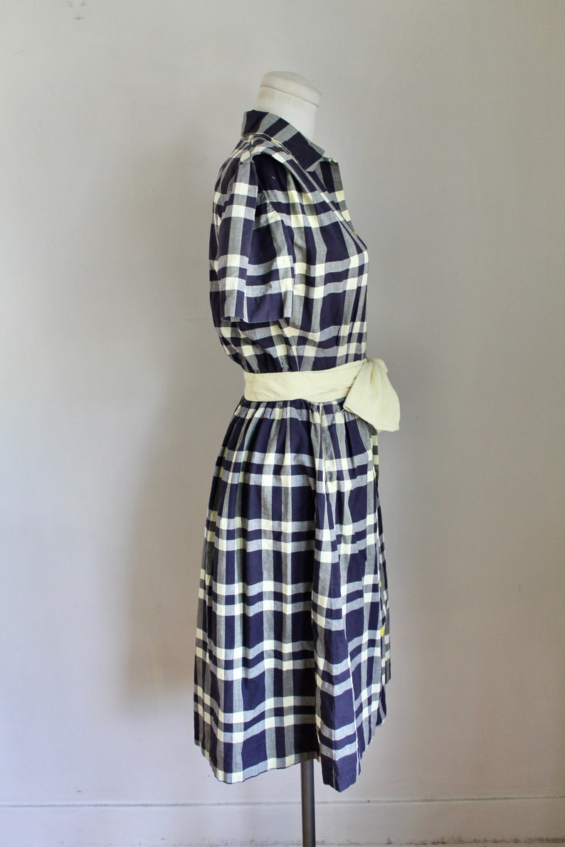 Vintage 1950s Pat Premo Checker Cotton Dress / XXS 22 waist image 7