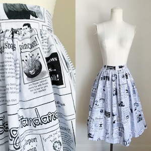 Vintage 2000s Newspaper Novelty Print Skirt / 26" - 27" waist