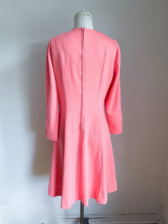 Vintage 1970s Coral Pink Knit Dress / S-M - image 5