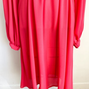 Vintage 1980s Red Sheer Belted Dress / S image 6