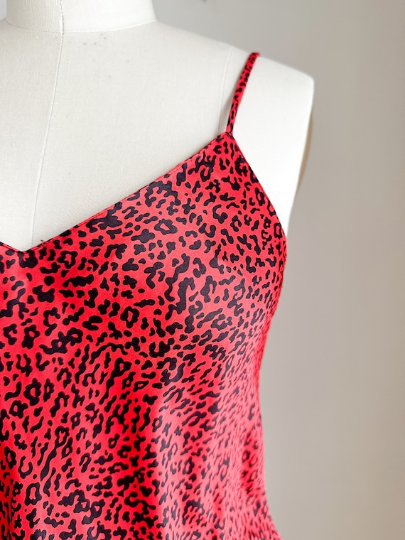 Vintage Red Leopard Print Silk Teddy / XS-S - image 3