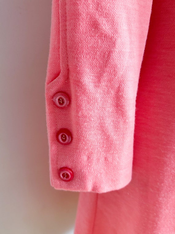 Vintage 1970s Coral Pink Knit Dress / S-M - image 6