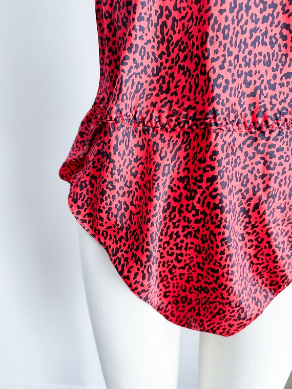 Vintage Red Leopard Print Silk Teddy / XS-S - image 4