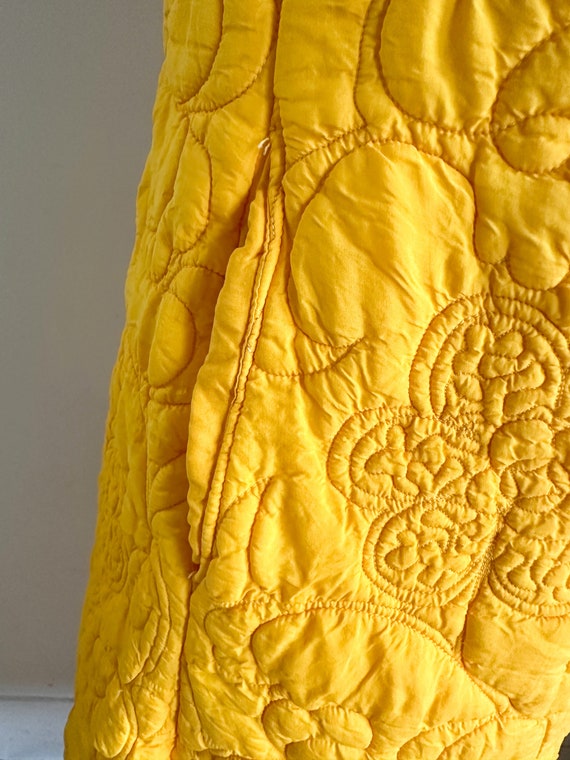 Vintage 1960s Marigold Quilted Silk Blend Dress /… - image 6