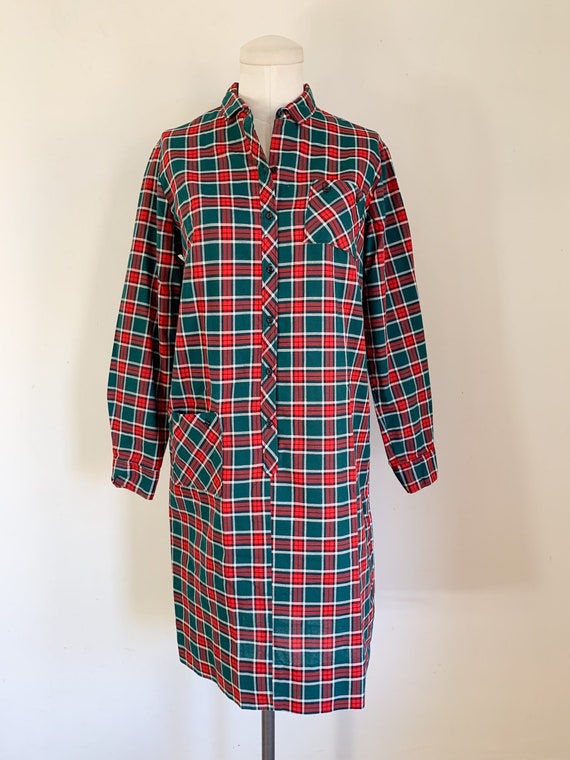 Vintage 1960s Cos Cob Plaid Shirt Dress / M - image 2