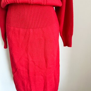 Vintage 1990s Red Turtleneck Sweater Dress / L image 6