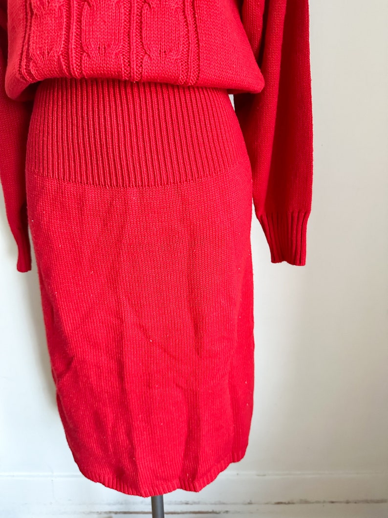 Vintage 1990s Red Turtleneck Sweater Dress / L image 6