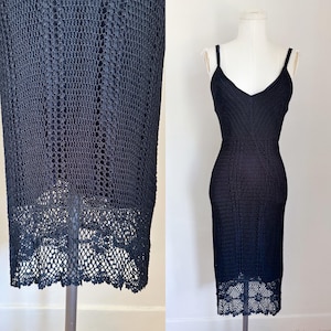 crochet lace irregular dip hem slip dress Crochet Marilyn Slip Dress