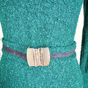 Vintage 1960s Forest Green Boucle Knit Dress / S image 4
