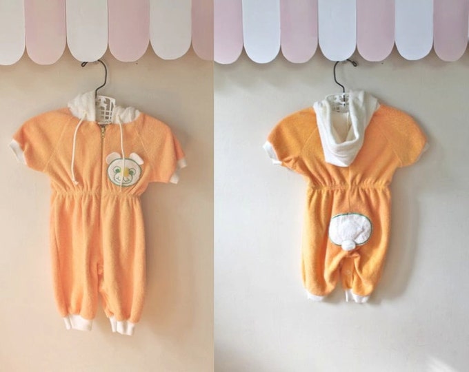 Vintage Baby Beach Cover up CREAMSICLE Bear Terry Cloth Etsy