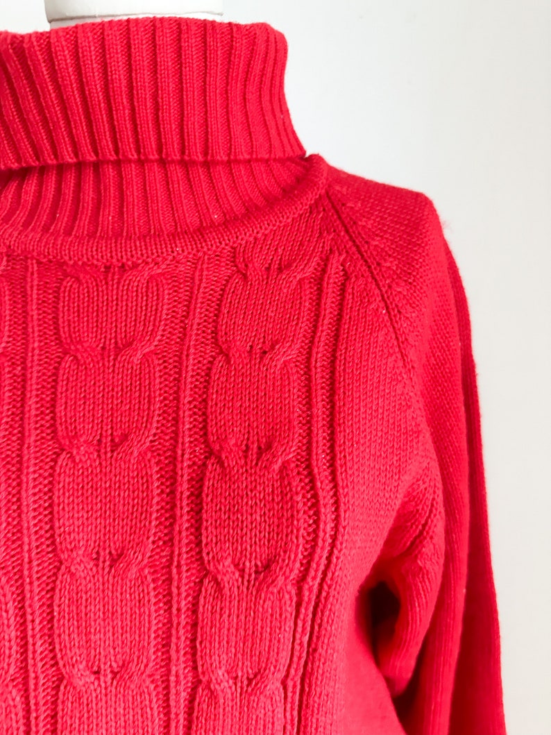 Vintage 1990s Red Turtleneck Sweater Dress / L image 4